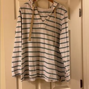 Blue and white striped sweatshirt